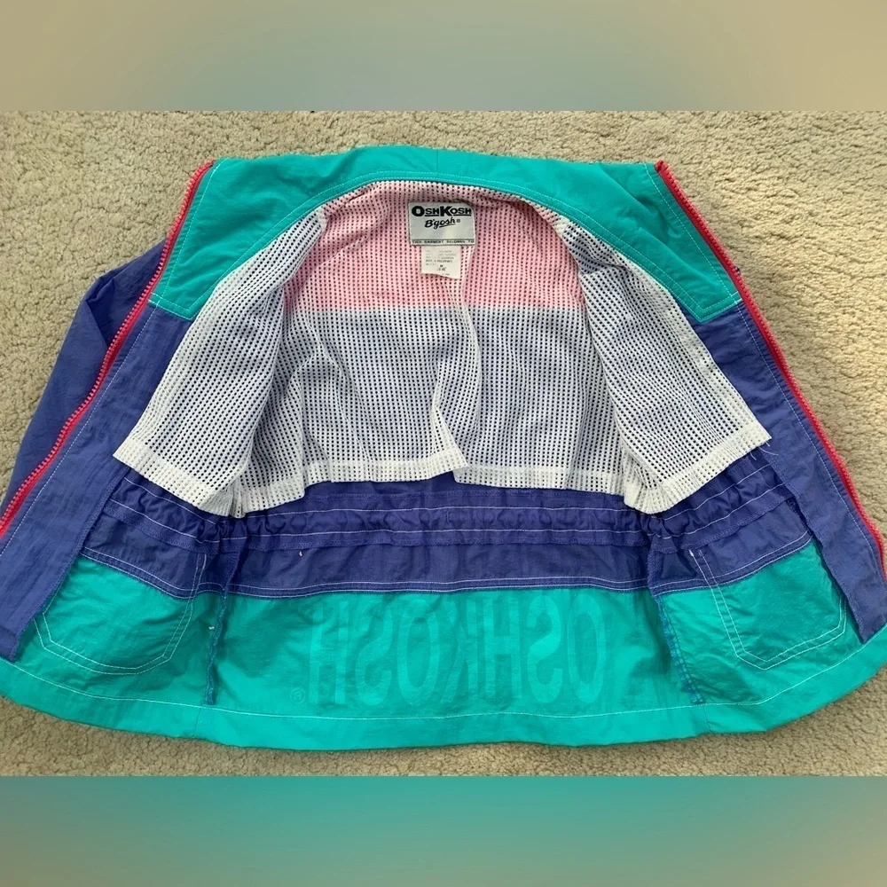Vintage Oshkosh Size 5-6 Colorblock Pink and Purple Rain Jacket
